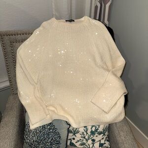Express Cream Sequin Sweater